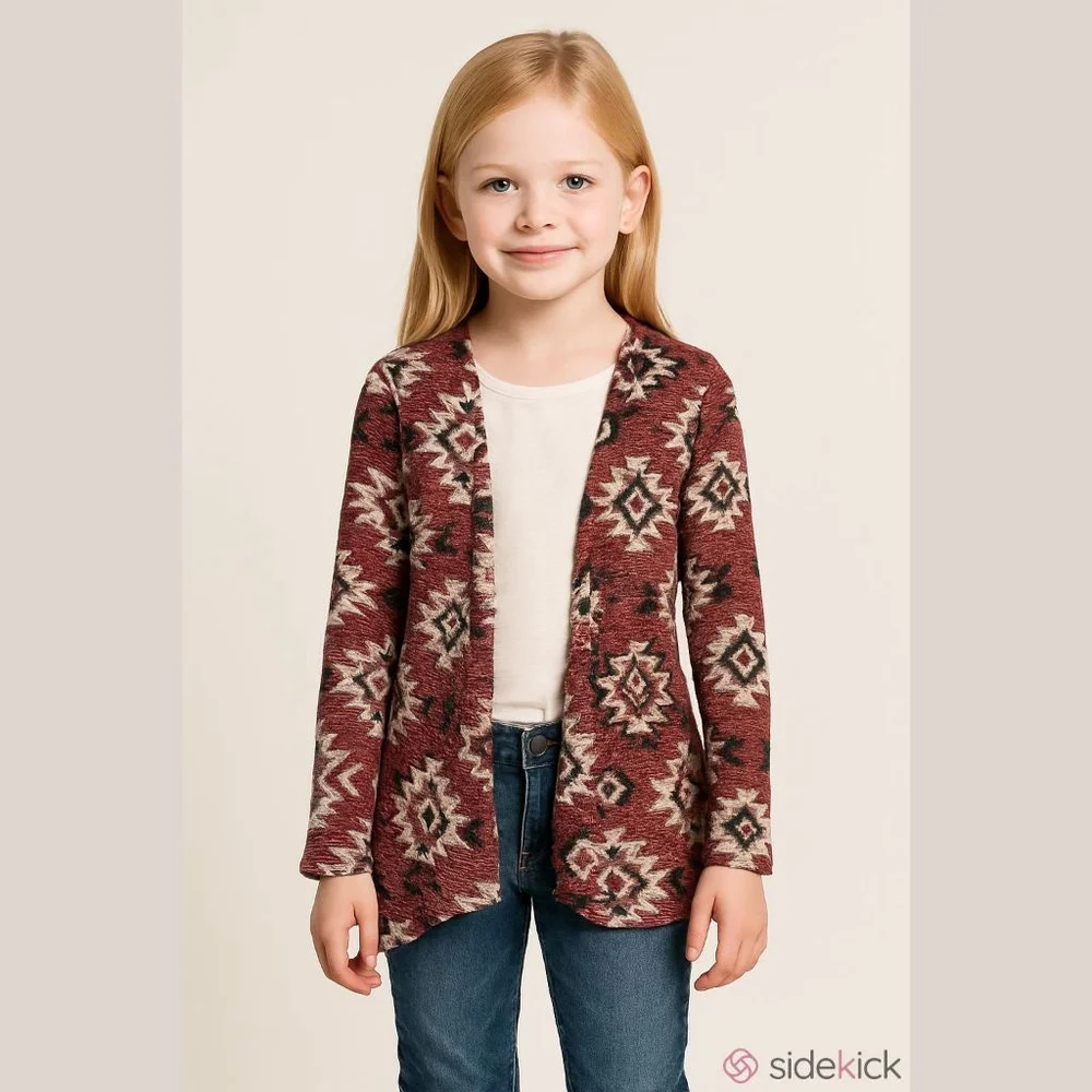 Justice Aztec Print Girls Cardigan Size 12